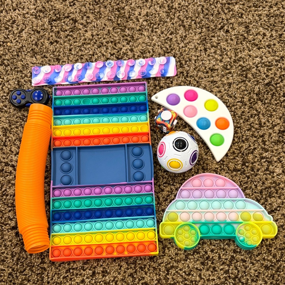 Rainbow Pop Fidget Toy Bundle - Colorful Sensory Play Set